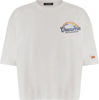 Willy Chavarria Katoenen T-shirt met regenboogprint - Heren - T-shirts - Wit - M - Katoen - Tops