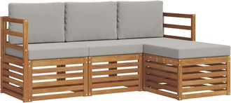vidaXL Conjunto De Sof&aacute;s De Exterior 4 Uds. Gris Natural Y Claro Vidaxl