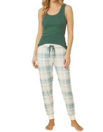 PJ Salvage Winter Wonderland Plaid Jammie Pant In Ivory