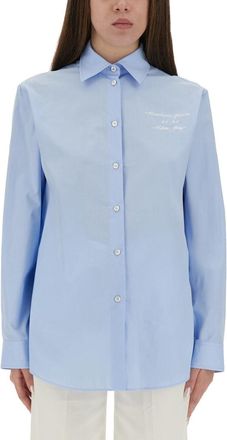 Moschino Tailored Shirt With Embroidered Logo-Donna