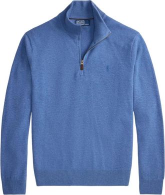 Ralph Lauren Half-Zip Wool Turtleneck - Heren - Coltruien - Blauw - M - Wol - Truien & Vesten