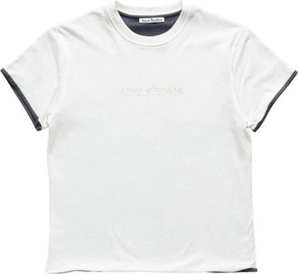 Acne Studios Gelaagde T-shirt met Logo - Dames - T-shirts - Wit - M - Katoen - Tops