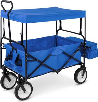 Best Choice Products Folding Utility Cargo Wagon Cart w/ Removable Canopy, Cup Holders