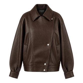 Twinset Actitude Jas - Dames - Leren en Su&egrave;de Jassen - Bruin - XS - Leer - Jassen