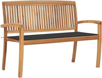 vidaXL Vidaxl - Banco De Jard&iacute;n Apilable Con Coj&iacute;n Madera Maciza Teca 128,5 Cm