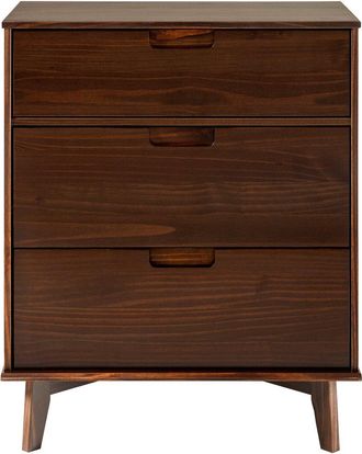 Walker Edison Mid-Century Modern 3-Drawer Solid Wood Dresser With Cutout Handles