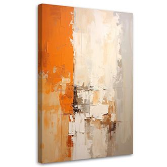 Feeby Cuadro Sobre Lienzo, Abstracci&oacute;n Beige Y Naranja, 80x120
