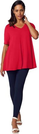Jessica London Stretch Knit V-Neck Swing Tunic in Vivid Red at Nordstrom, Size Medium