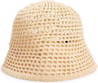 Lele Sadoughi Open Weave Straw Bucket Hat in Natural at Nordstrom