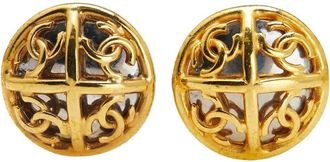 Chanel Orecchini tondi a clip CC placcati oro e argento 2008