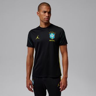 Nike Jordan Mens Brazil Strike Jordan Dri-FIT Soccer Short-Sleeve Knit Top in Black | IQ3294-010
