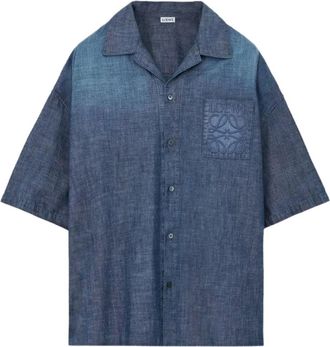 Loewe Camicia a maniche corte con ricamo - Blu