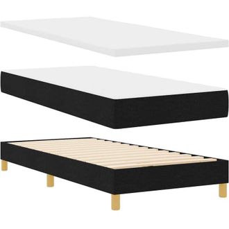 vidaXL Cama Tipo Box Spring Negro Y Blanco 90 X 200 Cm Tela Vidaxl