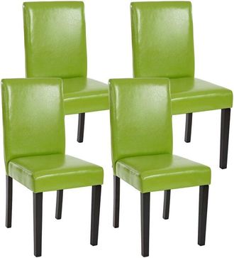 Hhg [nunca Usado] Juego De 4 Sillas De Comedor Silla De Cocina Littau, Polipiel, Verde, Patas Oscuras