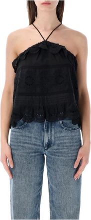 Isabel Marant Prisha Lace Top - Dames - Tops zonder mouwen - Zwart - XS - Katoen - Tops