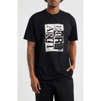 Carhartt Work in Progress Moving Letterpress Cotton Graphic T-Shirt in Black at Nordstrom, Size X-Large