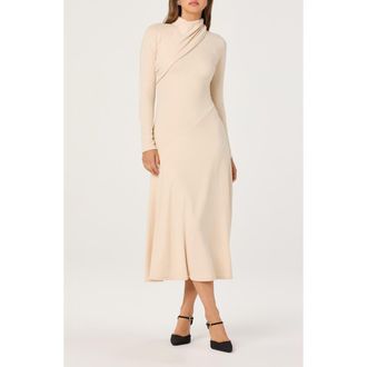 ASTR the Label Long Sleeve Mock Neck Dress in Cream at Nordstrom Rack, Size Small