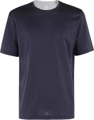 Eleventy Short-Sleeved Round Neck T-Shirt With Contrasting Accents