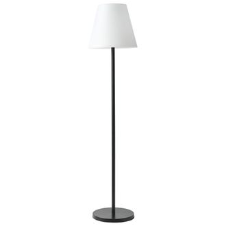 Beliani L&aacute;mpara De Mesa Led Solar De Exterior Material Sint&eacute;tico Ip54 Impermeable Con Mando A Distancia Base De Hierro Negro Blanco Fonesca