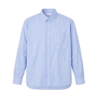 Universal Works Casual Shirts, male, Blue, Size: XL Square Pocket Shirt