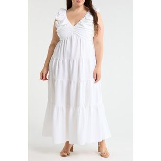 Chelsea28 Ruffle Maxi Dress in White at Nordstrom, Size 2X