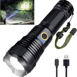 No Brand Linterna Led - Linterna - Kit De Emergencia - S&uacute;per Brillante 1500 L&uacute;menes - Regalo Para Hombre - Negra