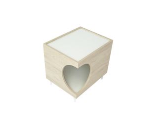 Skraut Home Skraut Home - Mesita Mascotas Ellie Roble/blanco, Orificio Entrada Lateral, 1 Puerta. Mesa Auxiliar, Casa Para Gatos Y Perros, Caja De Arena, Mesita D