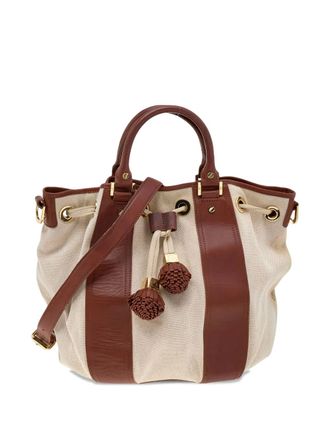 Tory Burch Pre-owned Gwendolyn gestreepte canvas shopper - Beige