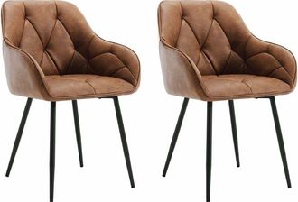Woltu Set of 2x Faux Leather Dining Chairs Accent home & restaurants Brown