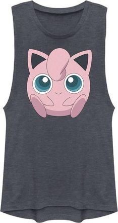 Fifth Sun Womens Jigglypuff Filled Face Shirt, Denim Blue Heather, Large