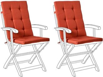 Beliani Beliani - Conjunto De 2 Cojines Para Asiento Y Respaldo De Sillas De Exterior Con Lazos Rojo Maui