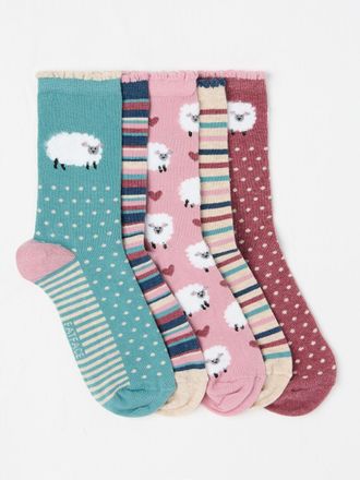 Fat Face FatFace Multi Sheep 5 Pairs of Socks