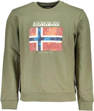 Napapijri Groen Fleece Sweatshirt met Ronde Hals - Heren - Sweatshirts - Groen - XS - Katoen - Hoodies & sweatvesten