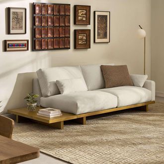 Castlery Performance Fabric 2 Seater Sofa with Removable Covers - Grey, Light Brown for Living Room, Castlery Brand