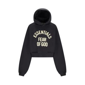 Fear of God Hoodies, female, Black, Size: XS Campus 90s Cropped Raglan Hoodie