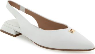 Aerosoles Nayana Pointed Toe Slingback Flat in B40 Br White Leathe at Nordstrom, Size 7.5