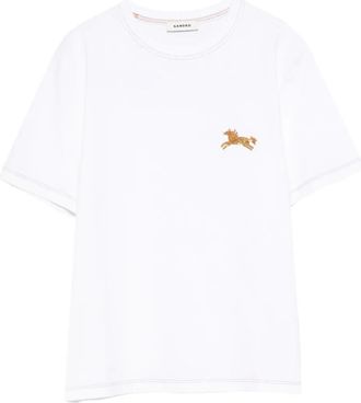 Sandro T-shirt met geborduurd paard - Wit