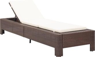 vidaXL vidaXL Lettino Prendisole con Cuscino Marrone in Polyrattan