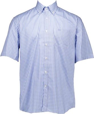 Paul & Shark Blauw Katoen Twill Shirt met Korte Mouwen - Heren - Korte mouwen Overhemden - Blauw - XL - Katoen - Overhemden