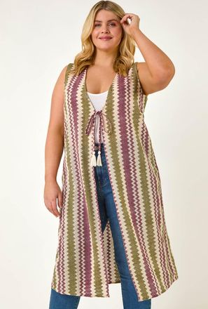 Roman Zig Zag Crochet Longline Waistcoat