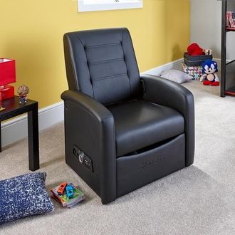 X Rocker Premier Jr Ottoman Gaming Armchair with 2.1 Audio & Storage in Black