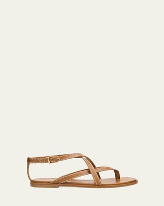 Stuart Weitzman Park Flat Strappy Leather Sandals