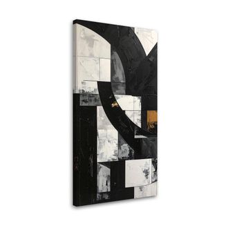 Feeby Cuadro Sobre Lienzo, Formas Geom&eacute;tricas Abstracci&oacute;n Blanco Y Negro, 60x120