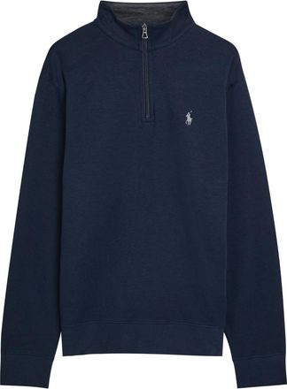 Polo Ralph Lauren Logo-embroidered Half-zip Cotton-blend Sweatshirt - Navy - Xxl