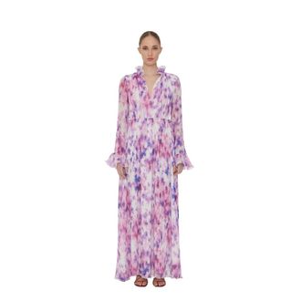 Rotate Flowy Chiffon Maxi Jurk - Dames - Maxi kleedjes - Veelkleurig - 2XS - Chiffon - Kleedjes