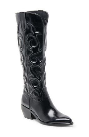Dolce Vita Mirla Western Boot in Black Leather at Nordstrom Rack, Size 5.5