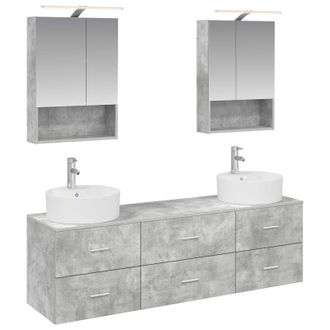 vidaXL Juego De Muebles De Ba&ntilde;o 5 Pcs Gris Hormig&oacute;n Vidaxl
