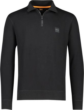 HUGO BOSS Tops, Heren, Zwart, 2Xl, Katoen, Sweatshirt van katoenfleece met ritssluiting