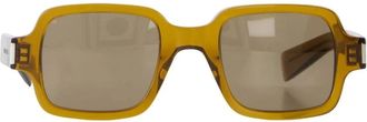 Saint Laurent Rechthoekige Bruine Acetaat Zonnebril - unisex - Zonnebrillen - Bruin - 48 MM - Accessoires