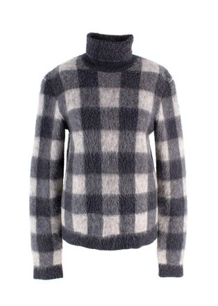Balenciaga Checked Roll Neck Wool Blend Jumper Size S